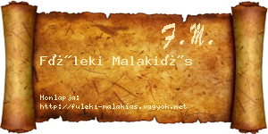 Füleki Malakiás névjegykártya